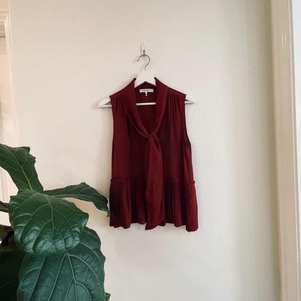 Frame Red Silk Sleeveless Blouse NWT